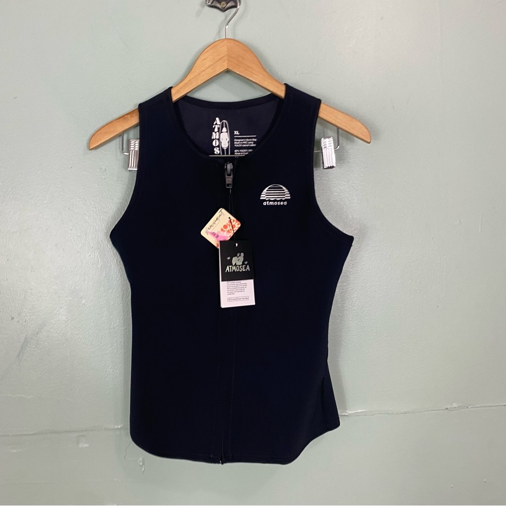 Free People Atmosea‎ Black Zip Up Sleeveless Wet Suit Top Black XL